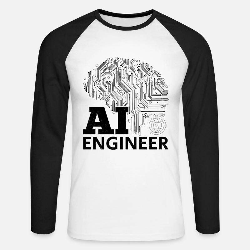 AI Engineer - Artificial Intelligence Engineer - Unisex Long Sleeve Baseball T-Shirt - white/black