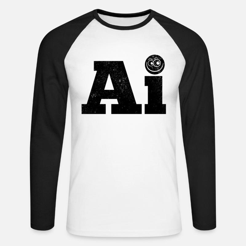 Funny Ai Artificial Intelligence - Unisex Baseballshirt langarm - Weiß/Schwarz