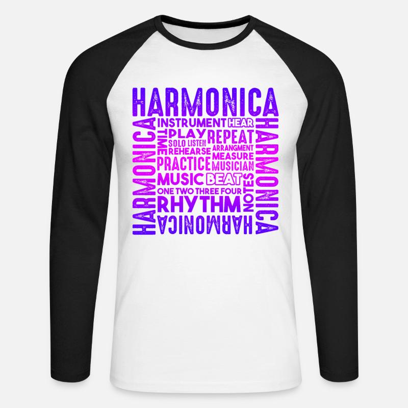 Harmonica Things About Harmonica - Unisex Long Sleeve Baseball T-Shirt - white/black