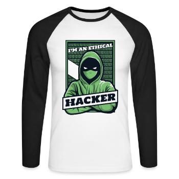 I'm An Ethical Hacker Social Engineering Phishing - Unisex Long Sleeve Baseball T-Shirt - white/black - Front - Nik (191cm)