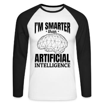 I'm Smarter Than Artificial Intelligence - Unisex Baseballshirt langarm - Weiß/Schwarz - Vorne - Nik (191cm)