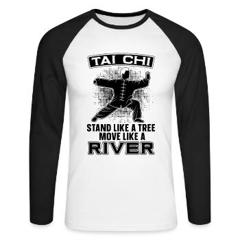 Tai Chi Stand Like A Tree Move Taiji Tai Chi Lover - T-shirt baseball manches longues Homme - blanc/noir - Devant - Nik (191cm)