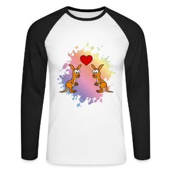 Kangaroo Comic Paar Liebe - Unisex Baseballshirt langarm - Weiß/Schwarz - Vorne - Nik (191cm)