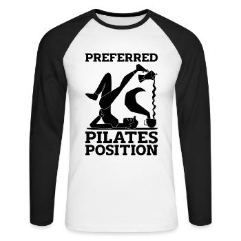 Preferred Pilates Position Reformer Pilates Lover - Unisex Long Sleeve Baseball T-Shirt - white/black - Front - Nik (191cm)