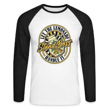 Laissez la limonade s’en occuper - T-shirt baseball manches longues Homme - blanc/noir - Devant - Nik (191cm)