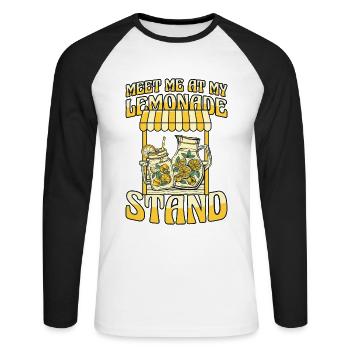 Retrouvez-moi à mon stand de limonade Limonade - T-shirt baseball manches longues Homme - blanc/noir - Devant - Nik (191cm)