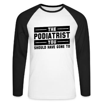 Podologe Fußpflege Pediküre Podologie Geschenke - Unisex Baseballshirt langarm - Weiß/Schwarz - Vorne - Nik (191cm)