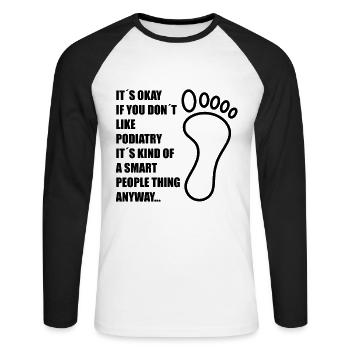 Podiatre Podologue Podification Pédicure Podiatrie Cadeaux - T-shirt baseball manches longues Homme - blanc/noir - Devant - Nik (191cm)