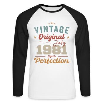 July 1981 Birthday July 1981 Original 1981 July - Unisex Long Sleeve Baseball T-Shirt - white/black - Front - Nik (191cm)