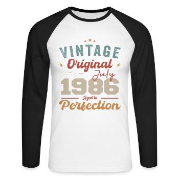 July 1986 Birthday July 1986 Original 1986 July - Unisex Long Sleeve Baseball T-Shirt - white/black - Front - Nik (191cm)