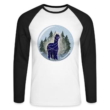 Lama Pako Huacaya Alpaga Éleveur Alpaga - T-shirt baseball manches longues Homme - blanc/noir - Devant - Nik (191cm)