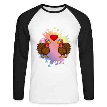 Truthan Comic Couple Love - Unisex Long Sleeve Baseball T-Shirt - white/black - Front - Nik (191cm)