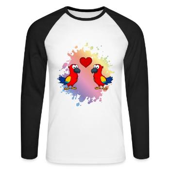 Papagai Comic Couple Love - T-shirt baseball manches longues Homme - blanc/noir - Devant - Nik (191cm)