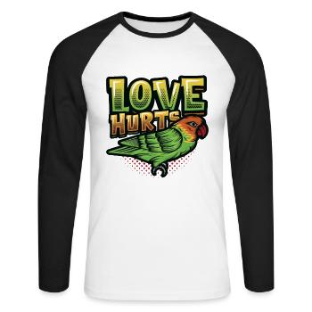 L’amour fait mal à l’oiseau perruche - T-shirt baseball manches longues Homme - blanc/noir - Devant - Nik (191cm)
