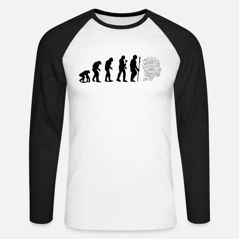 Artificial Intelligence Evolution Artificial Intel - Unisex Baseballshirt langarm - Weiß/Schwarz