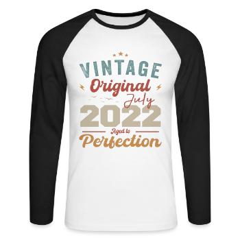 Juli 2022 Geburtstag Juli 2022 Original 2022 Juli - Unisex Baseballshirt langarm - Weiß/Schwarz - Vorne - Nik (191cm)