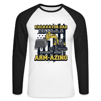 Excavator Dad Seilbagger Raupenbagger Excavator - Unisex Baseballshirt langarm - Weiß/Schwarz - Vorne - Nik (191cm)