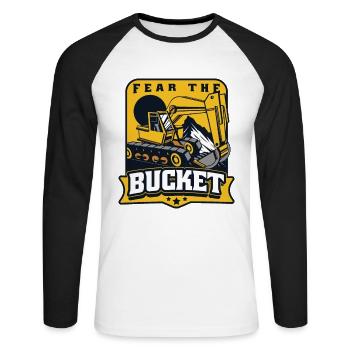 Fear The Bucket Seilbagger Raupenbagger - Unisex Baseballshirt langarm - Weiß/Schwarz - Vorne - Nik (191cm)