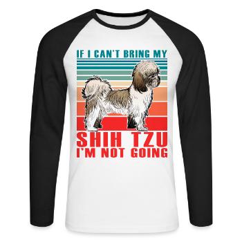 Si je ne peux pas apporter mon Shih Tzu, je n’y vais pas - T-shirt baseball manches longues Homme - blanc/noir - Devant - Nik (191cm)