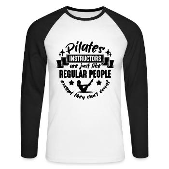 Les instructeurs de Pilates sont comme des amateurs de méditation - T-shirt baseball manches longues Homme - blanc/noir - Devant - Nik (191cm)