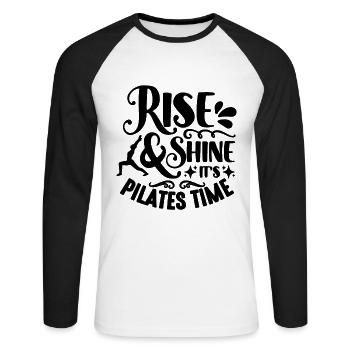 Rise And Shine It's Pilates Workout Pilates Lover - Unisex Long Sleeve Baseball T-Shirt - white/black - Front - Nik (191cm)