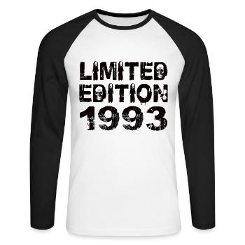 Limited Edition 1993 Geburtstag 1993 Geburtstag - Unisex Baseballshirt langarm - Weiß/Schwarz - Vorne - Nik (191cm)