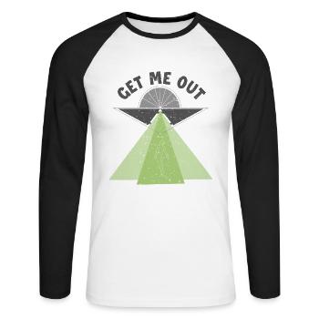 Get Me Out Außerirdischer Ufo Conspiracy Alien - T-shirt baseball manches longues Homme - blanc/noir - Devant - Nik (191cm)