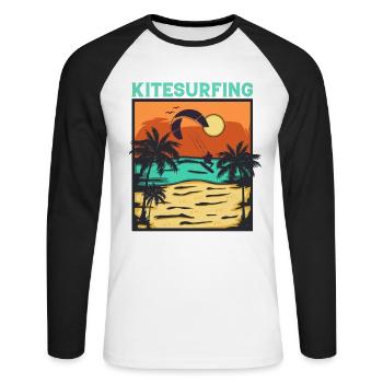 Kitesurfing - Kiteboarding Kitesurf Vintage Kite - T-shirt baseball manches longues Homme - blanc/noir - Devant - Nik (191cm)