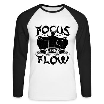 Focus And Flow Meditation Ninjutsu Qigong Lover - Unisex Long Sleeve Baseball T-Shirt - white/black - Front - Nik (191cm)