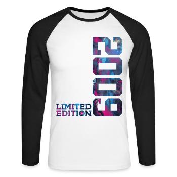 17E ANNIVERSAIRE 17 ANS ÉDITION LIMITÉE 2009 - T-shirt baseball manches longues Homme - blanc/noir - Devant - Nik (191cm)