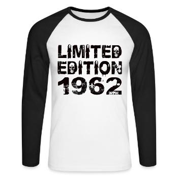 Limited Edition 1962 Geburtstag 1962 Geburtstag - Unisex Baseballshirt langarm - Weiß/Schwarz - Vorne - Nik (191cm)