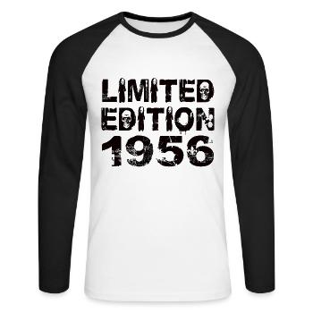 Édition Limitée 1956 Anniversaire 1956 Anniversaire - T-shirt baseball manches longues Homme - blanc/noir - Devant - Nik (191cm)