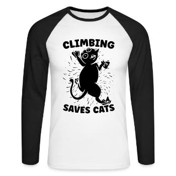 Climbing Saves Cats Bouldering Lover Rock Climber - Unisex Baseballshirt langarm - Weiß/Schwarz - Vorne - Nik (191cm)