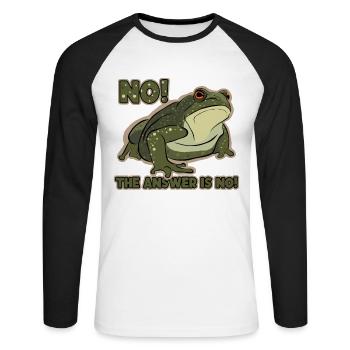 La réponse est pas de crapaud rainette têtard - T-shirt baseball manches longues Homme - blanc/noir - Devant - Nik (191cm)