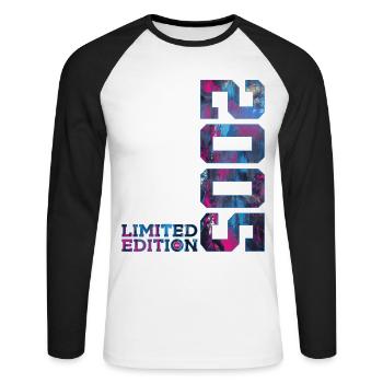 21E ANNIVERSAIRE 21 ANS ÉDITION LIMITÉE 2005 - T-shirt baseball manches longues Homme - blanc/noir - Devant - Nik (191cm)
