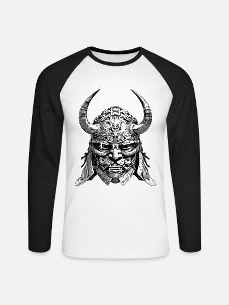 Samurai-Kraft – Entfessele deine innere Stärke! - Unisex Baseballshirt langarm - Weiß/Schwarz