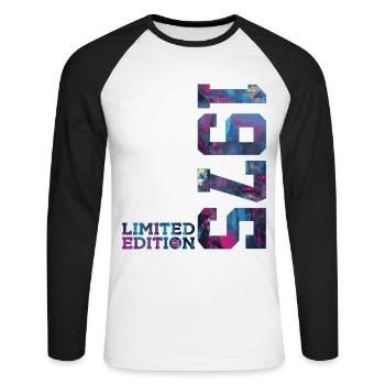 51ST BIRTHDAY 51 YEARS LIMITED EDITION 1975 - Unisex Long Sleeve Baseball T-Shirt - white/black - Front - Nik (191cm)
