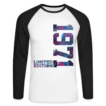 54TH BIRTHDAY 54 YEARS LIMITED EDITION 1971 - Unisex Long Sleeve Baseball T-Shirt - white/black - Front - Nik (191cm)