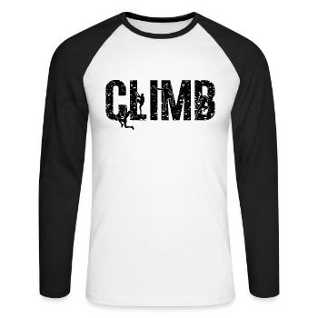 Climb Indoor Climbing Loves Bouldering Climber - Unisex Baseballshirt langarm - Weiß/Schwarz - Vorne - Nik (191cm)