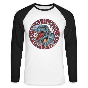Unathletich TRex Sports Wear - Unisex Long Sleeve Baseball T-Shirt - white/black - Front - Nik (191cm)