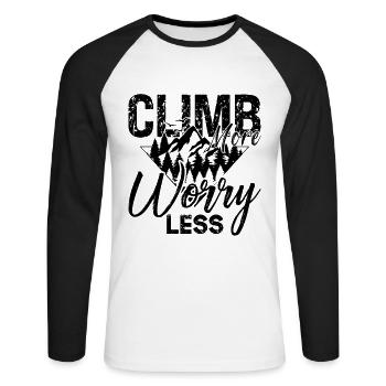 Climb More Worry Less Mountain Sports Rock Climber - Unisex Baseballshirt langarm - Weiß/Schwarz - Vorne - Nik (191cm)