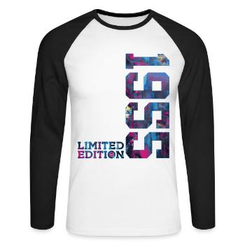 71. GEBURTSTAG 71 JAHRE LIMITED EDITION 1955 - Unisex Baseballshirt langarm - Weiß/Schwarz - Vorne - Nik (191cm)
