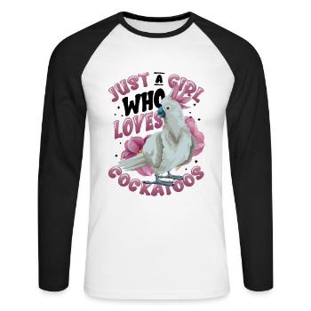 Nur Ein Mädchen, Das Kakadus Liebt - Unisex Baseballshirt langarm - Weiß/Schwarz - Vorne - Nik (191cm)