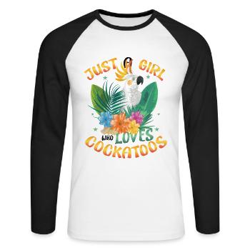 Nur Ein Mädchen, Das Kakadus Liebt - Unisex Baseballshirt langarm - Weiß/Schwarz - Vorne - Nik (191cm)
