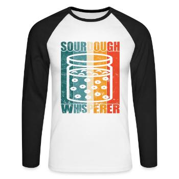 Sourdough Whisperer - Amateurs de cuisson du pain - - T-shirt baseball manches longues Homme - blanc/noir - Devant - Nik (191cm)