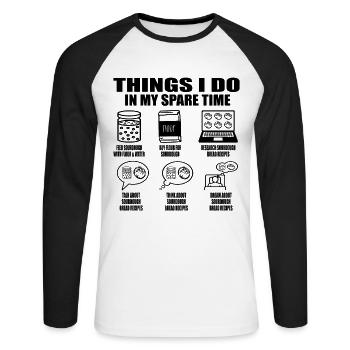 Ce que je fais pendant mon temps libre - - T-shirt baseball manches longues Homme - blanc/noir - Devant - Nik (191cm)
