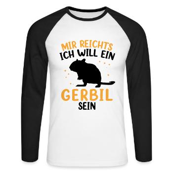 Will eine Rennmaus sein Nagetier Gerbil - Unisex Baseballshirt langarm - Weiß/Schwarz - Vorne - Nik (191cm)