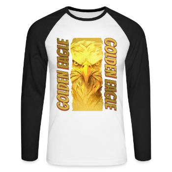 Eagle Head Gold Bird of Prey Bird Animal Nature - T-shirt baseball manches longues Homme - blanc/noir - Devant - Nik (191cm)