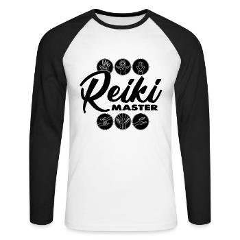 Reiki Master Energy Healing Esoteric Reiki Meister - T-shirt baseball manches longues Homme - blanc/noir - Devant - Nik (191cm)