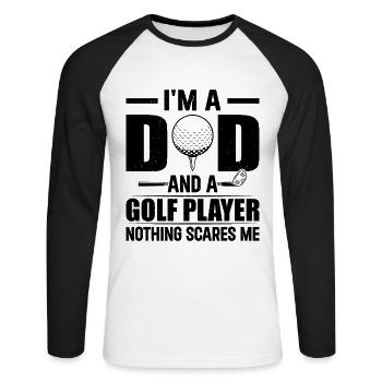 Je suis papa et joueur de golf Rien ne me fait peur - Da - T-shirt baseball manches longues Homme - blanc/noir - Devant - Nik (191cm)